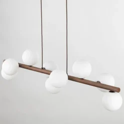 TK Lighting Pendelleuchte Metall Holz Glas L: 117 cm H: max. 125 cm 9x G9< Hängelampen|Bürolampen