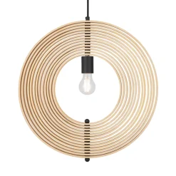 Hängelampen|Esszimmer Lampen*Maytoni Pendelleuchte Metall Holz rund D: 43 cm Schwarz Beige