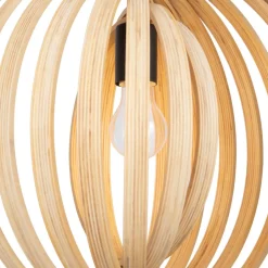 Hängelampen|Esszimmer Lampen*Maytoni Pendelleuchte Metall Holz rund D: 43 cm Schwarz Beige