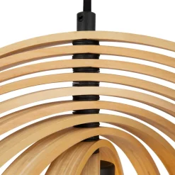 Hängelampen|Esszimmer Lampen*Maytoni Pendelleuchte Metall Holz rund D: 43 cm Schwarz Beige