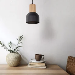 Hängelampen|Esszimmer Lampen*TK Lighting Pendelleuchte Metall Holz Ø 11,5 cm klein E27 Skandinavisch