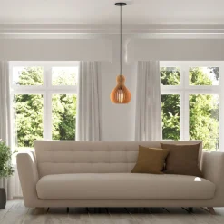 Hängelampen|Esszimmer Lampen*Maytoni Pendelleuchte Metall Holz Ø 20 cm rund H: max. 329,5 cm