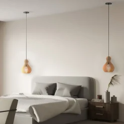 Hängelampen|Esszimmer Lampen*Maytoni Pendelleuchte Metall Holz Ø 20 cm rund H: max. 329,5 cm