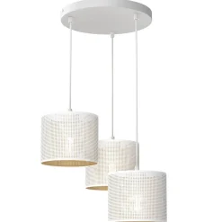 Hängelampen|Bürolampen*Luminex Pendelleuchte Metall in Weiß Gold Ø45 cm E27 Loft