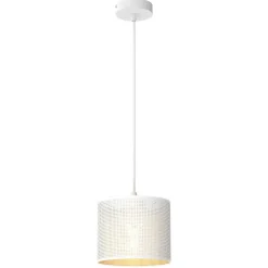 Hängelampen|Bürolampen*Luminex Pendelleuchte Metall in Weiß Gold Ø18 cm rund E27 Loft