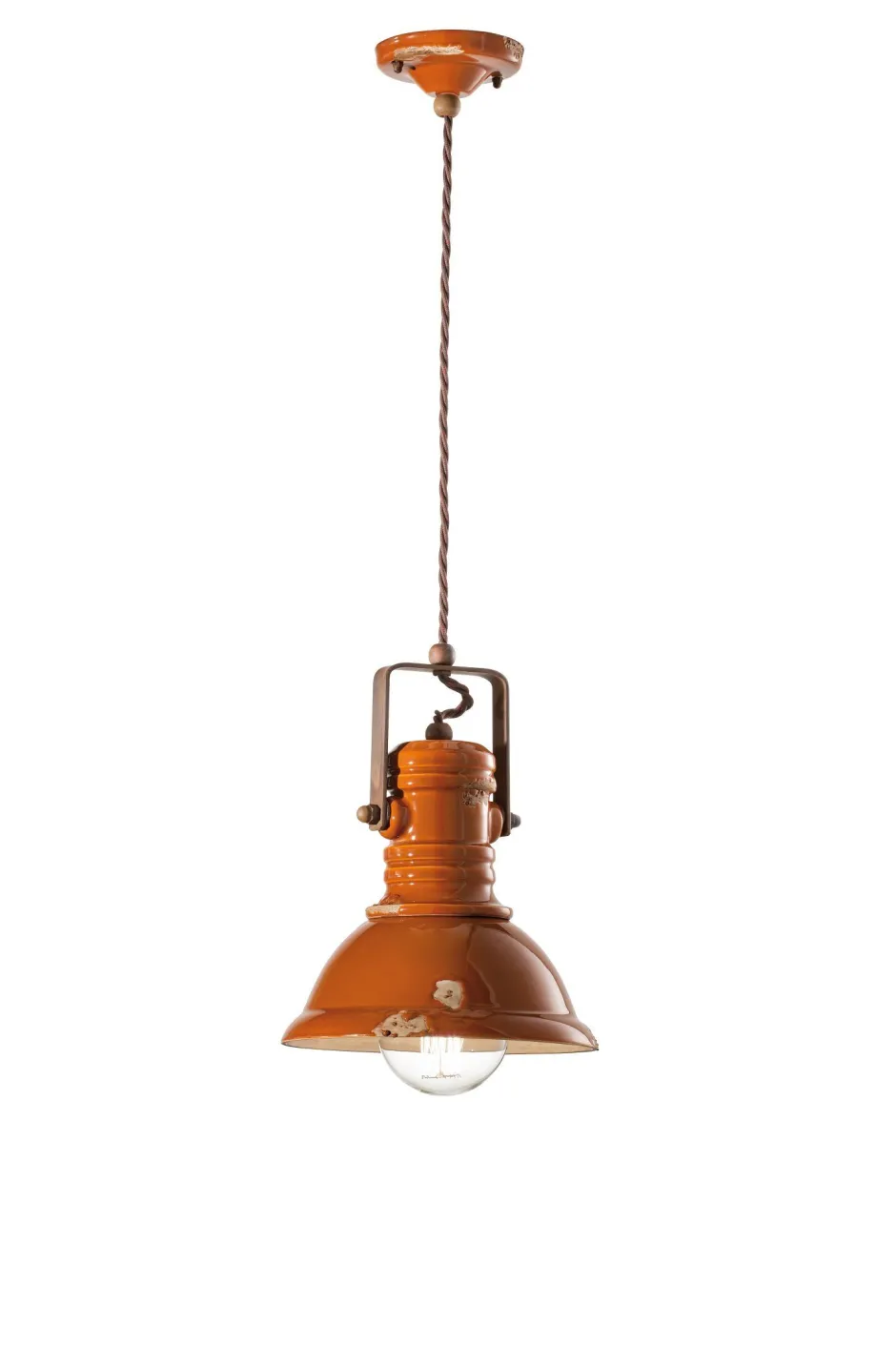 Ferroluce Pendelleuchte Metall Keramik D: 23 cm H: max. 150 cm< Wohnzimmerlampen|Keramiklampen