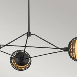 Hängelampen|Bürolampen*Elstead Pendelleuchte Metall Rattan Glas 101,4 cm breit 3x E14