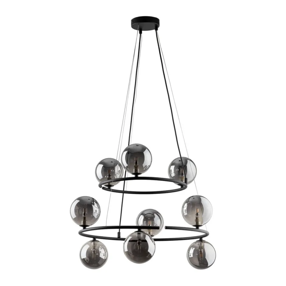 Hängelampen|Bürolampen*TK Lighting Pendelleuchte Metall Rauchglas G9 Schwarz Graphit 2 Ringe