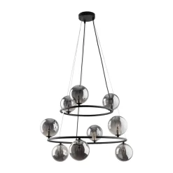 Hängelampen|Bürolampen*TK Lighting Pendelleuchte Metall Rauchglas G9 Schwarz Graphit 2 Ringe