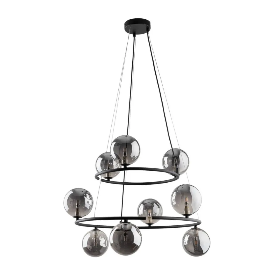 Hängelampen|Bürolampen*TK Lighting Pendelleuchte Metall Rauchglas G9 Schwarz Graphit 2 Ringe