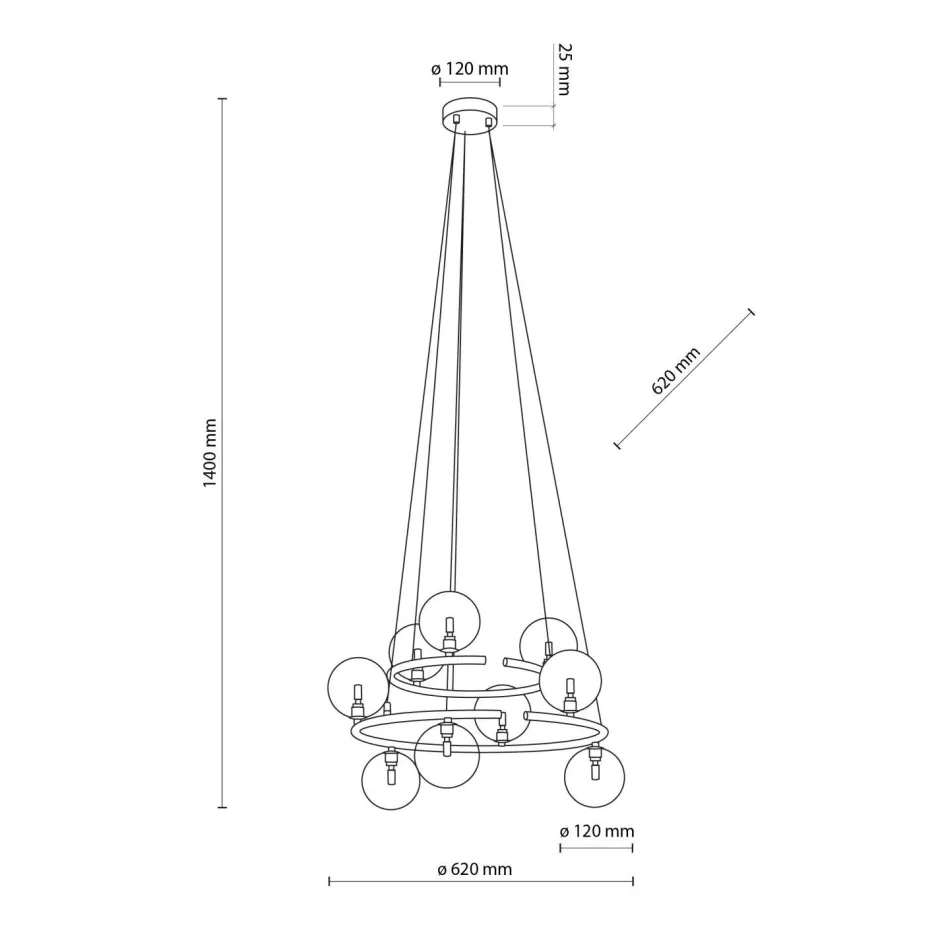 Hängelampen|Bürolampen*TK Lighting Pendelleuchte Metall Rauchglas G9 Schwarz Graphit 2 Ringe