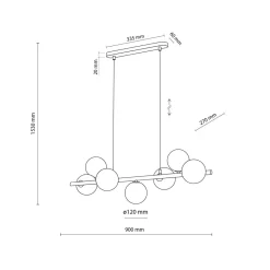 TK Lighting Pendelleuchte Metall Rauchglas L: 90 cm H: max. 153 cm 7x G9< Hängelampen|Bürolampen