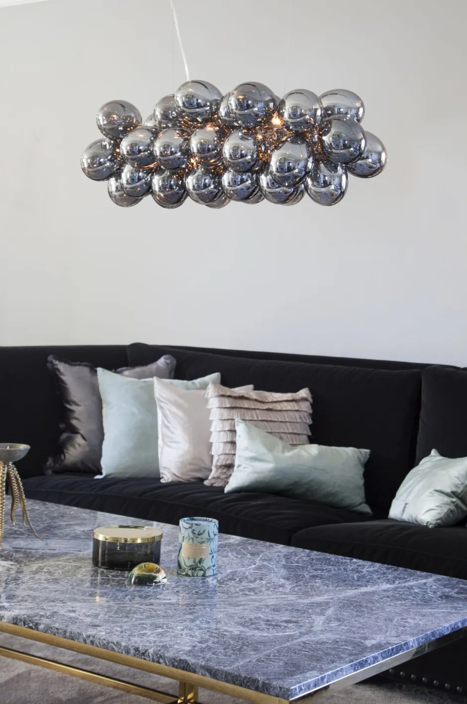 Hängelampen|Bürolampen*By Rydéns Pendelleuchte Metall Rauchglas L: 80 cm H: max. 120 cm 8x G9