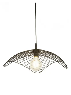 Searchlight Pendelleuchte Metall Schwarz Ø 53 cm Draht Schirm< Wohnzimmerlampen|Esszimmer Lampen