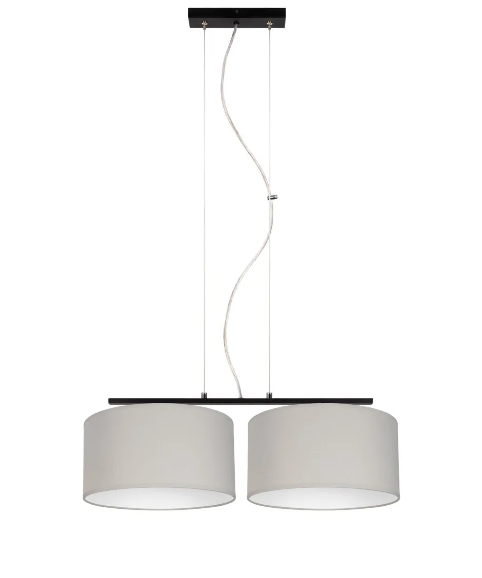 Belis Pendelleuchte Metall Stoff E27 Schwarz Grau blendarm< Hängelampen|Bürolampen
