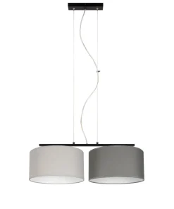 Belis Pendelleuchte Metall Stoff E27 Schwarz Grau Graphit< Hängelampen|Bürolampen