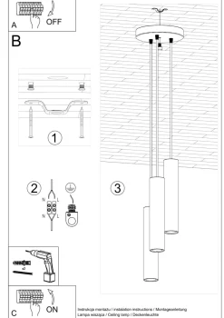 Wohnzimmerlampen|Moderne Lampen*Sollux Pendelleuchte Metall Weiß 3-flammig GU10 Ø 20 cm Modern