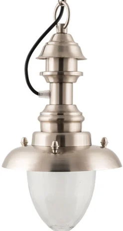 Außenleuchten Antik|Außenleuchten Messing*Lido Pendelleuchte Nickel IP43 Echt-Messing Glas Maritim