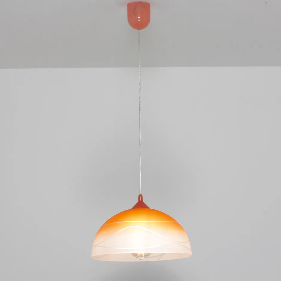 Hängelampen|Esszimmer Lampen*Lamkur Pendelleuchte Orange rund Esstisch Retro ADANIA