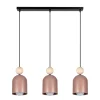 Hängelampen|Bürolampen*Belis Pendelleuchte Pink Metall Holz 3-flammig E27 66 cm lang
