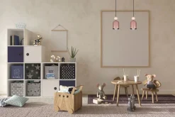 Belis Pendelleuchte Pink Metall Holz 2-flammig E27 46 cm lang< Hängelampen|Bürolampen