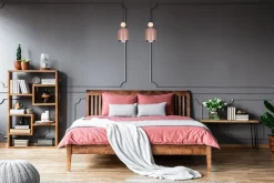 Belis Pendelleuchte Pink Metall Holz 2-flammig E27 46 cm lang< Hängelampen|Bürolampen