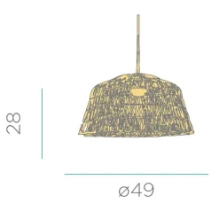 Hängelampen|Wohnzimmerlampen*Newgarden Pendelleuchte Rattan Ø 49 cm Natur Schwarz Boho E27
