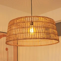 Newgarden Pendelleuchte Rattan E27 groß Ø 79 cm rund in Natur Boho< Hängelampen|Wohnzimmerlampen