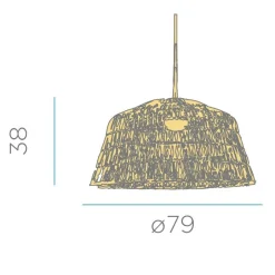 Newgarden Pendelleuchte Rattan E27 groß Ø 79 cm rund in Natur Boho< Hängelampen|Wohnzimmerlampen