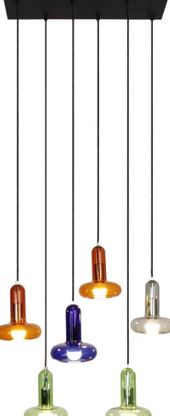 Wohnzimmerlampen|Glaslampen*Eco-Light Pendelleuchte Rauchglas Grün Blau Bernstein E14 65 cm