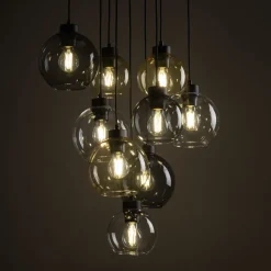 Hängelampen|Esszimmer Lampen*TK Lighting Pendelleuchte Rauchglas H: max. 140 cm verstellbar 9x E27