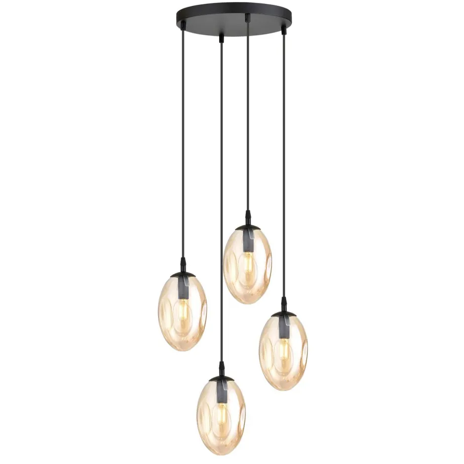 Bürolampen|Küchenlampen*Emibig Pendelleuchte Rauchglas in Bernstein Ø 40 cm verstellbar