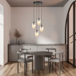 Bürolampen|Küchenlampen*Emibig Pendelleuchte Rauchglas in Bernstein Ø 40 cm verstellbar