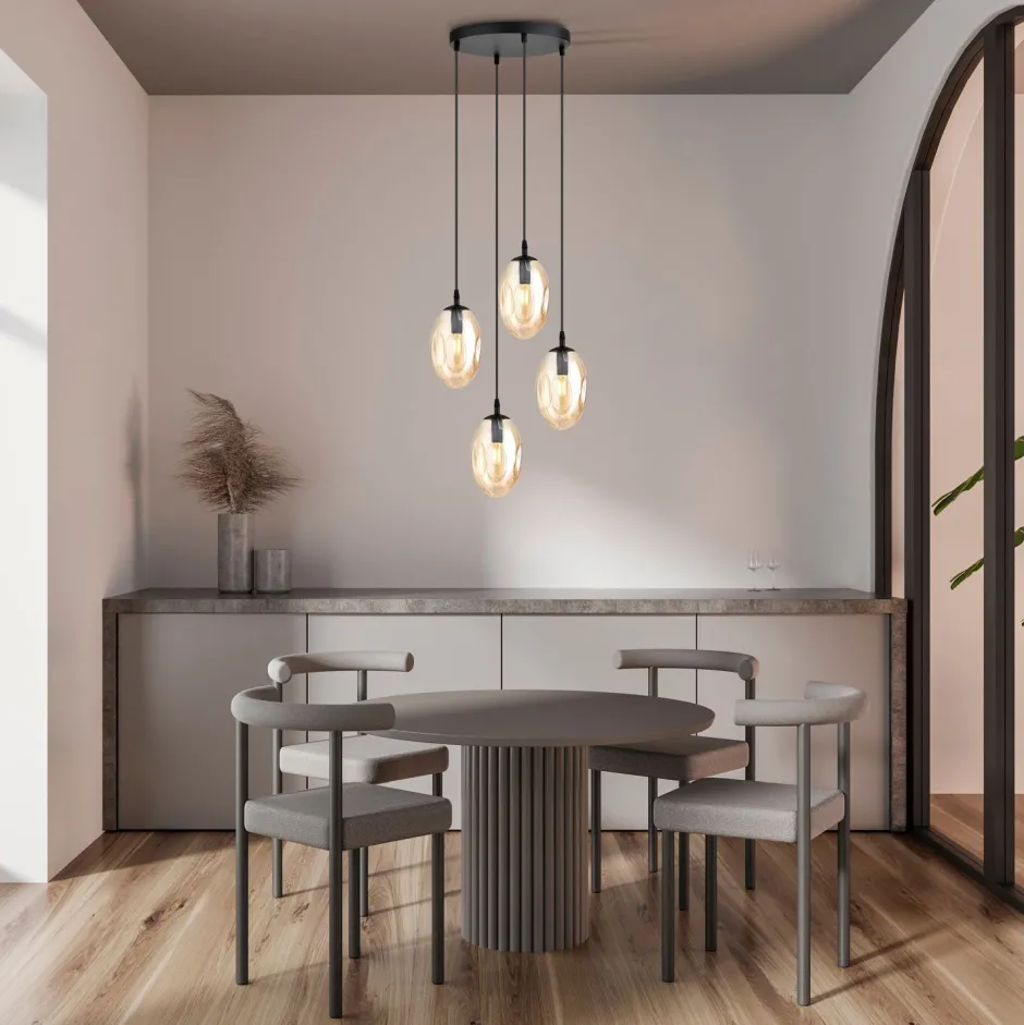 Bürolampen|Küchenlampen*Emibig Pendelleuchte Rauchglas in Bernstein Ø 40 cm verstellbar