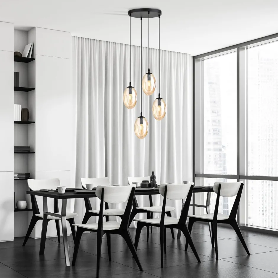 Bürolampen|Küchenlampen*Emibig Pendelleuchte Rauchglas in Bernstein Ø 40 cm verstellbar