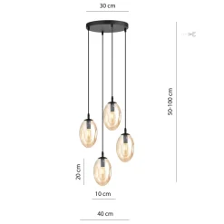 Bürolampen|Küchenlampen*Emibig Pendelleuchte Rauchglas in Bernstein Ø 40 cm verstellbar