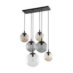 TK Lighting Pendelleuchte Rauchglas L: 77 cm H: max. 140 cm 6x E27< Hängelampen|Esszimmer Lampen