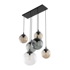 TK Lighting Pendelleuchte Rauchglas L: 77 cm H: max. 140 cm 6x E27< Hängelampen|Esszimmer Lampen