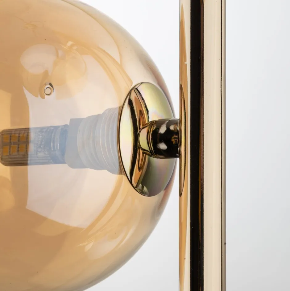 Wohnzimmerlampen|Glaslampen*TK Lighting Pendelleuchte Rauchglas Metall B: 23cm in Gold Bernstein MIEKE