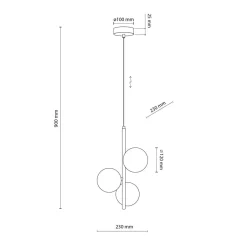 Wohnzimmerlampen|Glaslampen*TK Lighting Pendelleuchte Rauchglas Metall B: 23 cm Kugelschirme