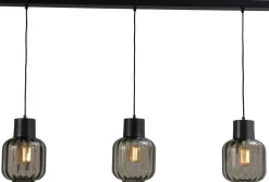 Masterlight Pendelleuchte Rauchglas Metall 3-flammig E27 Esstisch< Hängelampen|Glaslampen