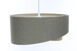 Bürolampen|Schlafzimmer Lampen*BPS Koncept Pendelleuchte rund Ø 40 cm E27 Grün Beige Stoff Modern