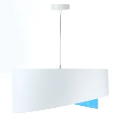 BPS Koncept Pendelleuchte rund Ø 50 cm E27 Weiß Blau Stoff Velours Optik< Bürolampen|Schlafzimmer Lampen