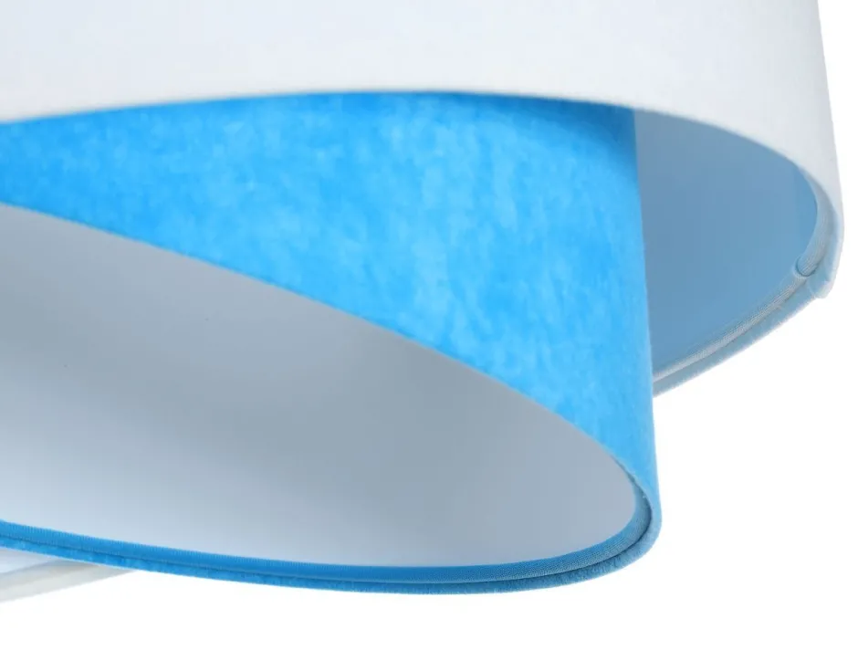 BPS Koncept Pendelleuchte rund Ø 50 cm E27 Weiß Blau Stoff Velours Optik< Bürolampen|Schlafzimmer Lampen