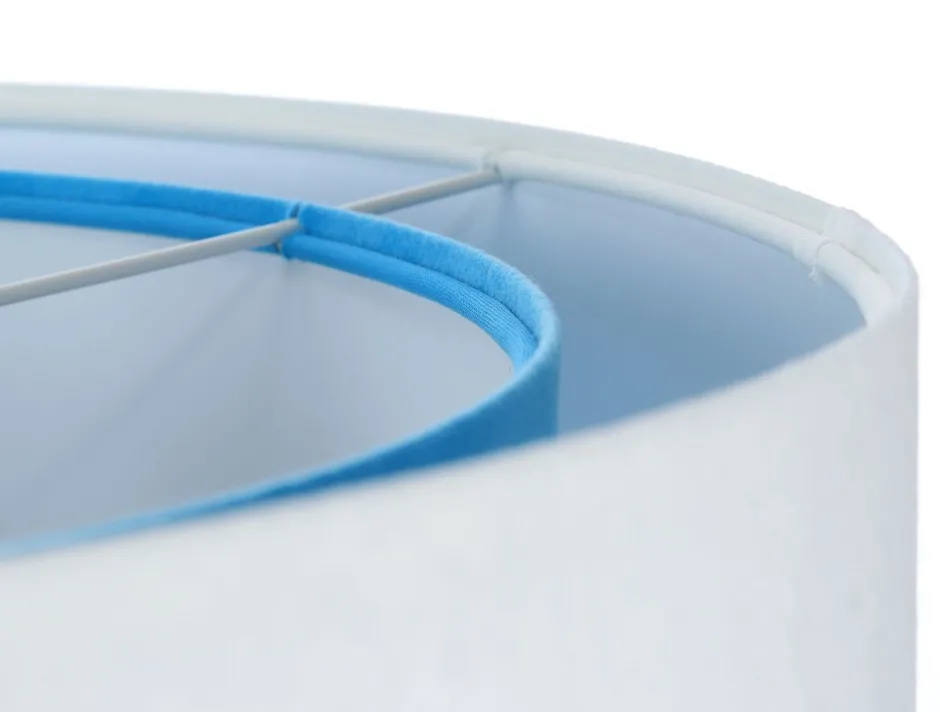 BPS Koncept Pendelleuchte rund Ø 50 cm E27 Weiß Blau Stoff Velours Optik< Bürolampen|Schlafzimmer Lampen