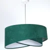 BPS Koncept Pendelleuchte rund Ø 50 cm E27 Stoff Velours Optik Grün Weiß< Hängelampen|Bürolampen