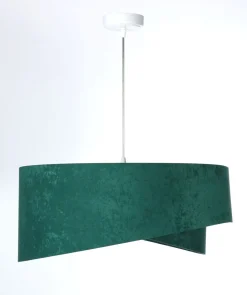 BPS Koncept Pendelleuchte rund Ø 50 cm E27 Stoff Velours Optik Grün Weiß< Hängelampen|Bürolampen