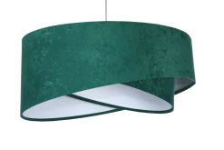 BPS Koncept Pendelleuchte rund Ø 50 cm E27 Stoff Velours Optik Grün Weiß< Hängelampen|Bürolampen