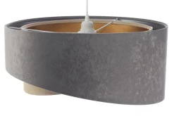 Bürolampen|Schlafzimmer Lampen*BPS Koncept Pendelleuchte rund Ø 50 cm Grau Silber Beige Gold E27 Stoff