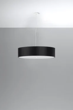 Sollux Pendelleuchte rund Ø 50 cm Schwarz blendarm Stoff Glas< Hängelampen|Wohnzimmerlampen